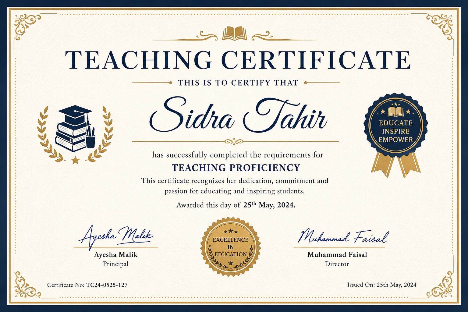 Teaching certificate